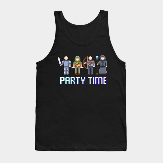 Party Time Class RPG Roleplaying DM 8-Bit Tank Top by Dojaja